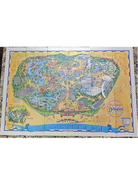 Disneyland 1966 Rare Theme Park souvenir giant wall map 30x44" Walt Disney